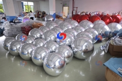 Melbourne event wedding decor magnificent big shiny balls silver inflatable balloons sparkling silver mirror spheres