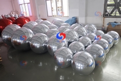 Melbourne event wedding decor magnificent big shiny balls silver inflatable balloons sparkling silver mirror spheres