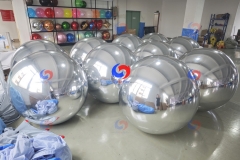 Peasy fold deflate reusable big shiny balls repeat use giant silver inflatable balloons sparkling mirror spheres