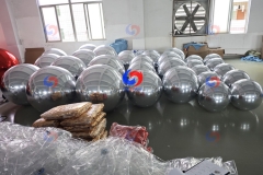 Melbourne event wedding decor magnificent big shiny balls silver inflatable balloons sparkling silver mirror spheres