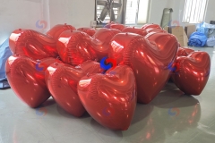 Sparkling Inflatable chrome colored orbs big sturdy silver / red heart balloons Big Shiny Heart - choose color & size