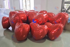 Sparkling Inflatable chrome colored orbs big sturdy silver / red heart balloons Big Shiny Heart - choose color & size