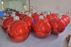 Christmas themed big shiny Inflatable chrome colored orbs blue/red/gold/silver/green/orange Ornament Pyramid