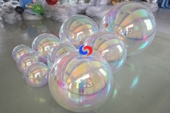 Bespoke Xmas Halloween decor stylist big shiny pearl inflatable mirror balls Giant iridescent balloon balls