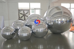 Wedding planner Company Events Celebrations decor big shiny silver spheres inflatable mirror balls