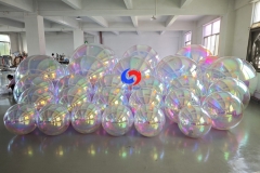 super large Pearl translucent PVC inflatable mirror balls Iridescent pink BIG shiny balls/spheres