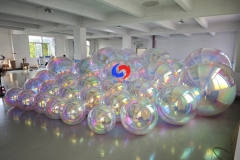 super large Pearl translucent PVC inflatable mirror balls Iridescent pink BIG shiny balls/spheres