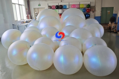 Gutefun New Arrival Big Shiny Inflatable Mirror balloons - Pearl iridescent WHITE balls 