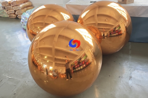 Memorable wedding event setup Gold Mirror Ball Inflatable Big Shiny Balls Reflective Golden PVC Large Mirror Sphere