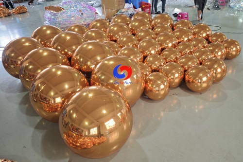 reusable inflatable chrome mirror-finish balloon Gold Big Shiny Ball - choose color & size for any event planner