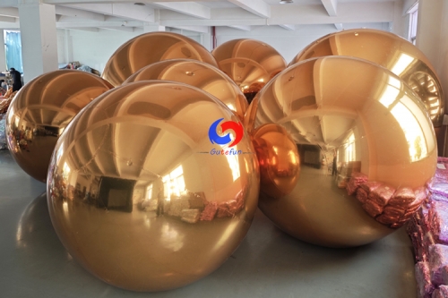 Gold Mirror Ball Inflatable Big Shiny Balls Giant Disco Party Balloon Christmas Event Decor Reflective PVC Large Mirror Sphere