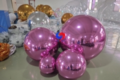 Luxury Pink big shiny inflatable mirror bubble balls for large Xmas Birthday Wedding party decorations