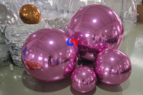 Luxury Pink big shiny inflatable mirror bubble balls for large Xmas Birthday Wedding party decorations