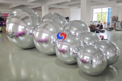 Reusable Bubble Balloon event party backdrop decoration giant ornament spheres Silver Big shiny Inflatable Mirror Ball