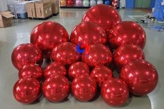 Giant Christmas event party backdrop decor ornament spheres Red Big shiny Inflatable Mirror Ball Reusable Bubble Balloon