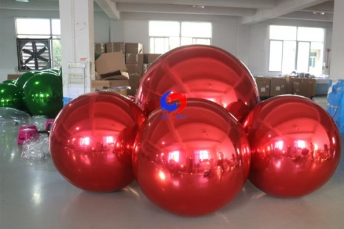 event party backdrop decor Red Inflatable Mirror Ball Reusable Big Bubble Balloon giant Christmas ornament spheres