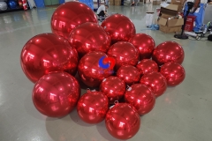 Giant Christmas event party backdrop decor ornament spheres Red Big shiny Inflatable Mirror Ball Reusable Bubble Balloon