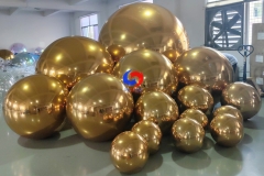 Christmas Party Events Decor Giant shimmery balloons big shiny gold / golden inflatable mirror balls /spheres