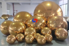 Christmas Party Events Decor Giant shimmery balloons big shiny gold / golden inflatable mirror balls /spheres