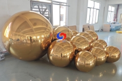 floating hanging mirror gold balls big shiny large meter gold / golden inflatable mirror balloons / balls /spheres