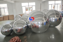 ceiling backdrop decorative giant silver inflatable mirror ball big shiny silver balls / spheres / balloons