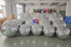 ceiling backdrop decorative giant silver inflatable mirror ball big shiny silver balls / spheres / balloons