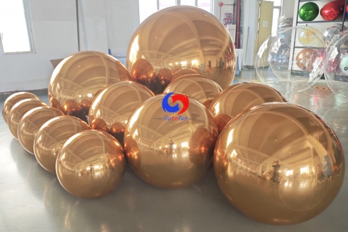 large meter roof hanging decor mirror balls big shiny gold / golden inflatable mirror balloons / balls /spheres