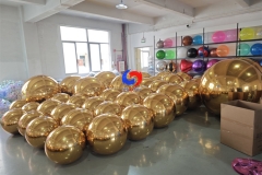 Giant Gold / Golden big shiny inflatable mirror balls / spheres for commercial party events decorations