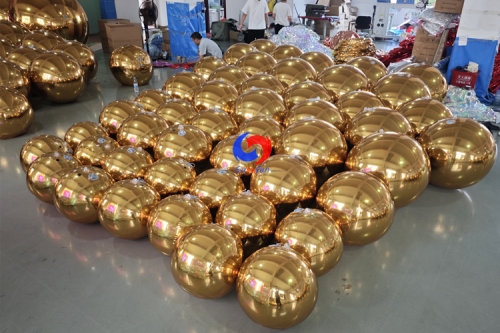 Indoor or outdoor use ceiling decor Giant Gold / Golden big shiny inflatable mirror Orbz/balls/spheres /Balloons