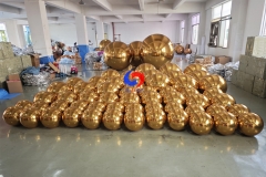 wedding reception baptism grand opening religious events decorations big shiny gold / golden inflatable mirror balls