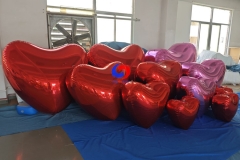 Valentine's day design proposal balloon backdrop setup Giant inflatable mirror balls red , pink big shiny heart model