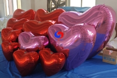 Valentine's day design proposal balloon backdrop setup Giant inflatable mirror balls red , pink big shiny heart model