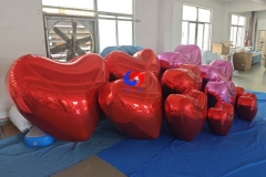 Valentine's day design proposal balloon backdrop setup Giant inflatable mirror balls red , pink big shiny heart model