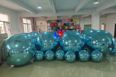 Gorgeous custom event arrangement wedding proposal decor Teal Inflatable Chrome Balloons light blue big shiny balls