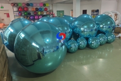 Gorgeous custom event arrangement wedding proposal decor Teal Inflatable Chrome Balloons light blue big shiny balls