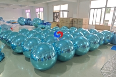 Unforgettable Milestone Event Decoration Disco Balls Giant Teal Inflatable Metallic Spheres Light Blue Big Shiny Balls