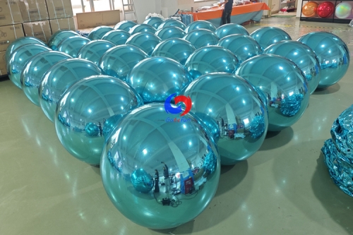 Unforgettable Milestone Event Decoration Disco Balls Giant Teal Inflatable Metallic Spheres Light Blue Big Shiny Balls