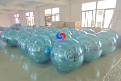 Luxury Birthday Celebration Stunning Backdrop Setup GiantTeal Inflatable Chrome Balloons Light Blue Big Shiny Balls