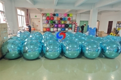 Unforgettable Milestone Event Decoration Disco Balls Giant Teal Inflatable Metallic Spheres Light Blue Big Shiny Balls