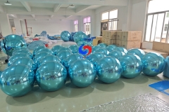 Unforgettable Milestone Event Decoration Disco Balls Giant Teal Inflatable Metallic Spheres Light Blue Big Shiny Balls